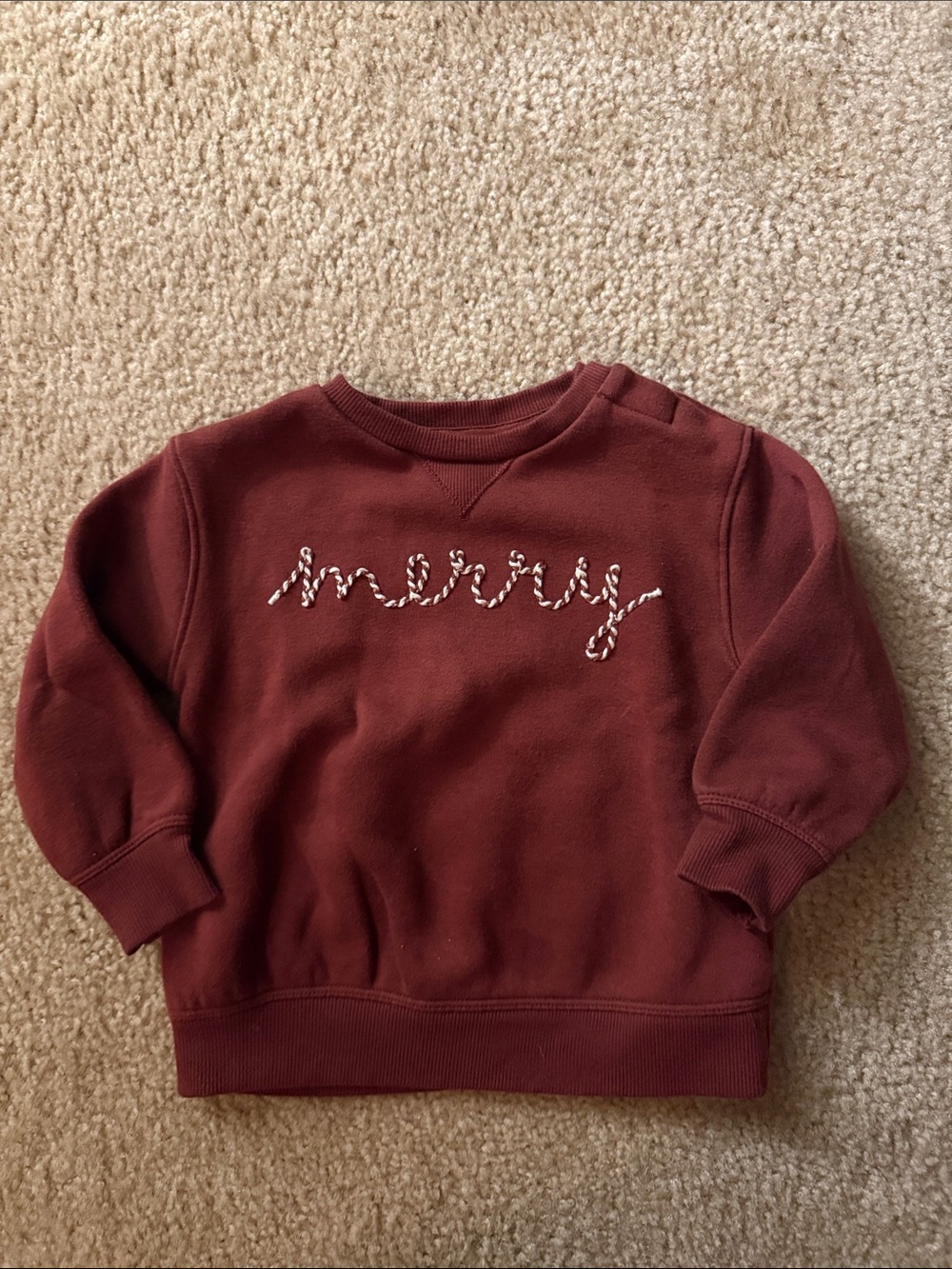 Little Co. Burgundy 'Merry' Crewneck Sweatshirt